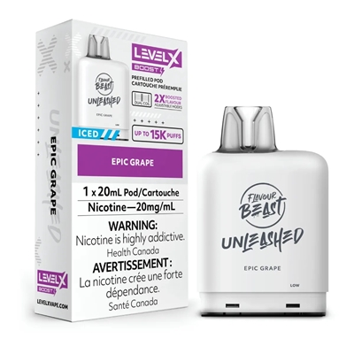 Level X Flavour Beast Unleashed Boost Pod 20ml - Epic Grape 20mg