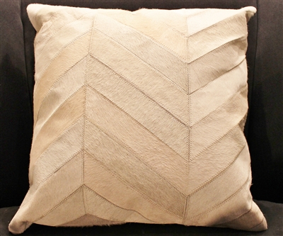 Cream Herringbone Pattern Hide Pillow 18"x18" MH25900