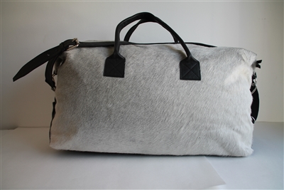 Grey Cow Hide Weekend Duffel - Lg