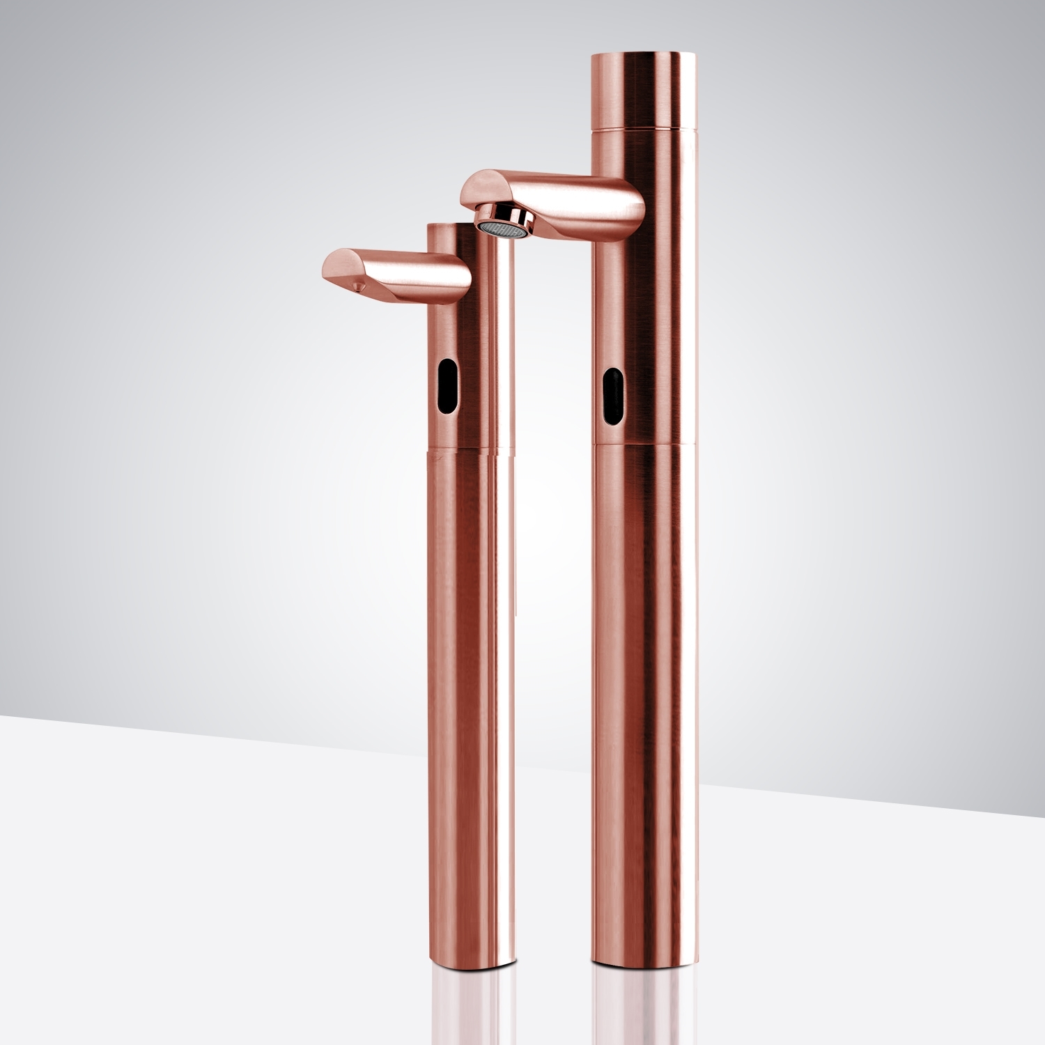Commercial Rose Gold Automatic Temperature Control Thermostatic Sensor Tap and Matching Soap Dispenser