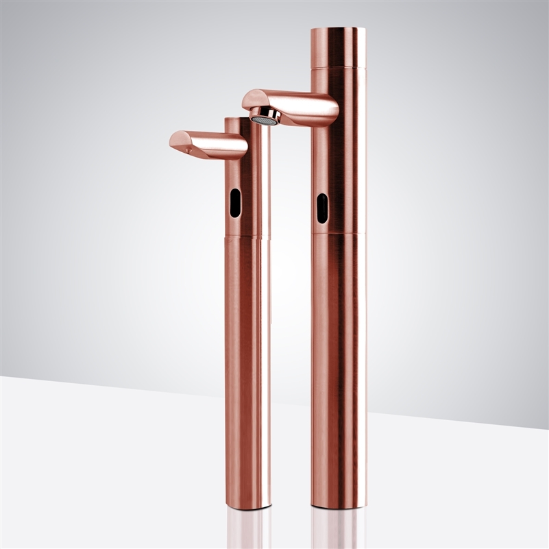 Rose Gold Lavatory Bathroom Sink Faucet and Soap Dispenser