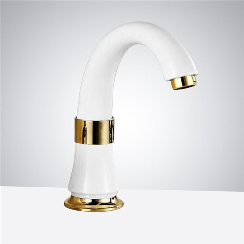 Fontana Commercial White and Gold Automatic Sensor Faucet