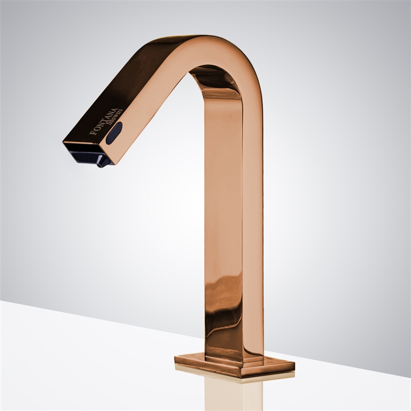 Fontana Dual Function Automatic Deck Mount Rose Gold Sensor Water Faucet and Soap Dispenser