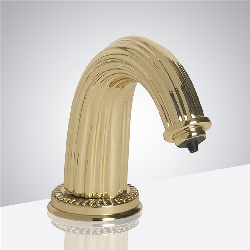 Gold Commercial Building Restroom Faucet With Soap Dispenser