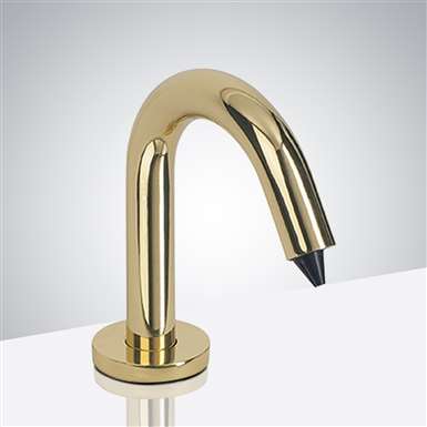 Dijon Hand Free Deck Mount Commercial Soap Dispenser In Polished Brass Finish