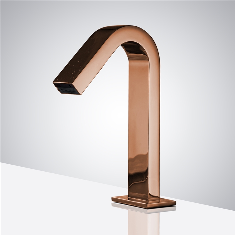 Rose Gold Wall Mount Commercial Bathroom Touchless Faucet