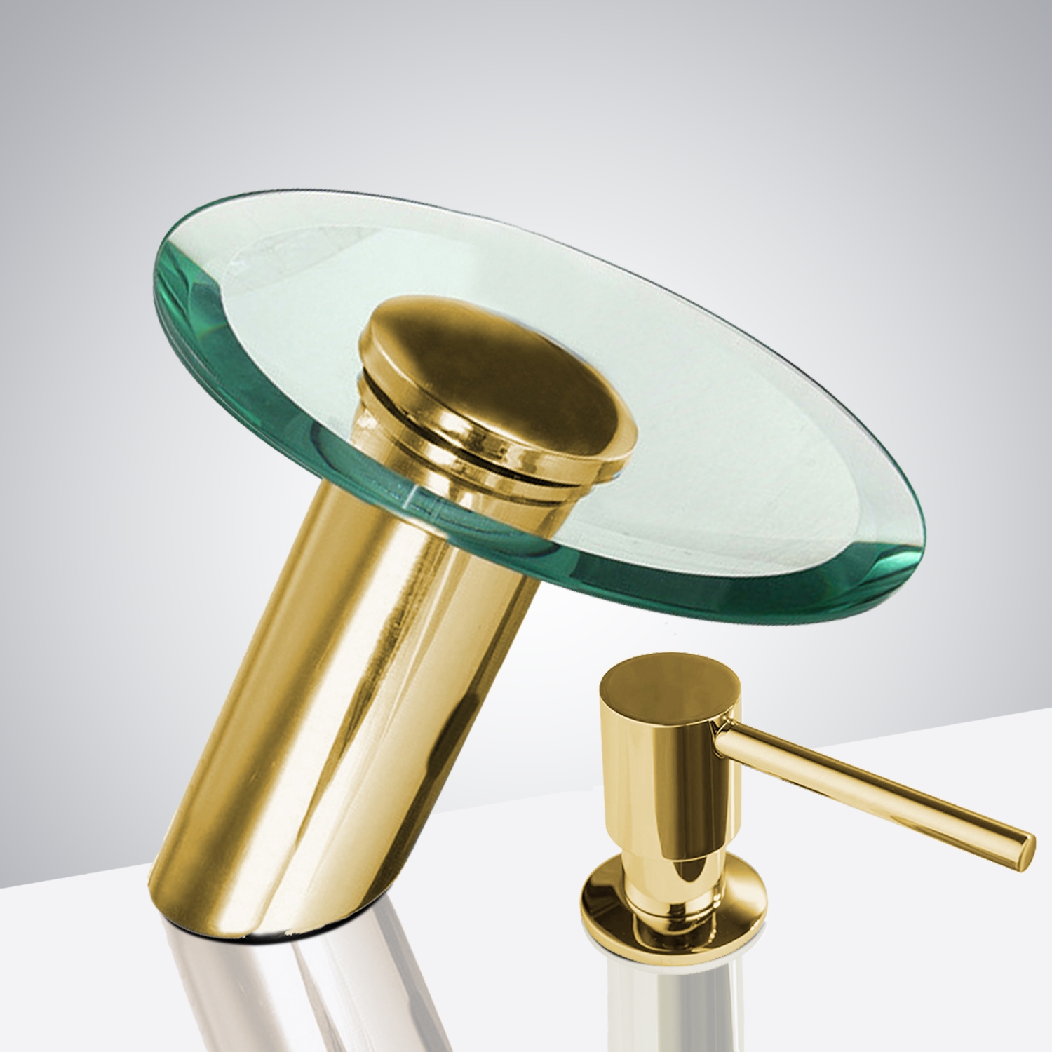 Fontana Gold Waterfall Automatic Motion Sensor Faucet with Manual Soap Dispenser