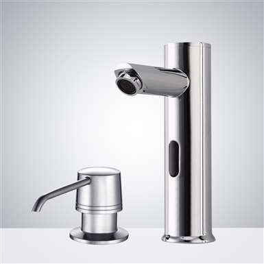 Commercial Chrome Automatic Sensor Faucet with Manual Soap Dispenser