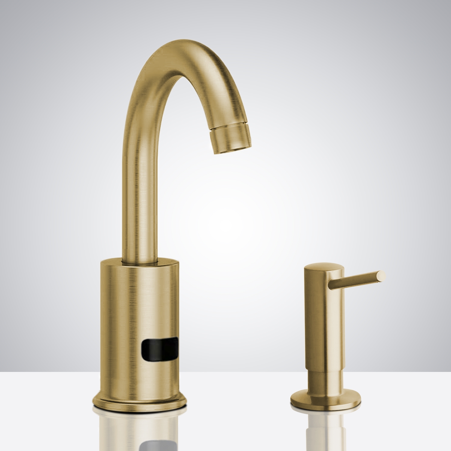 Commercial Brushed Gold Touchless Automatic Sensor Faucet & Manual Soap Dispenser