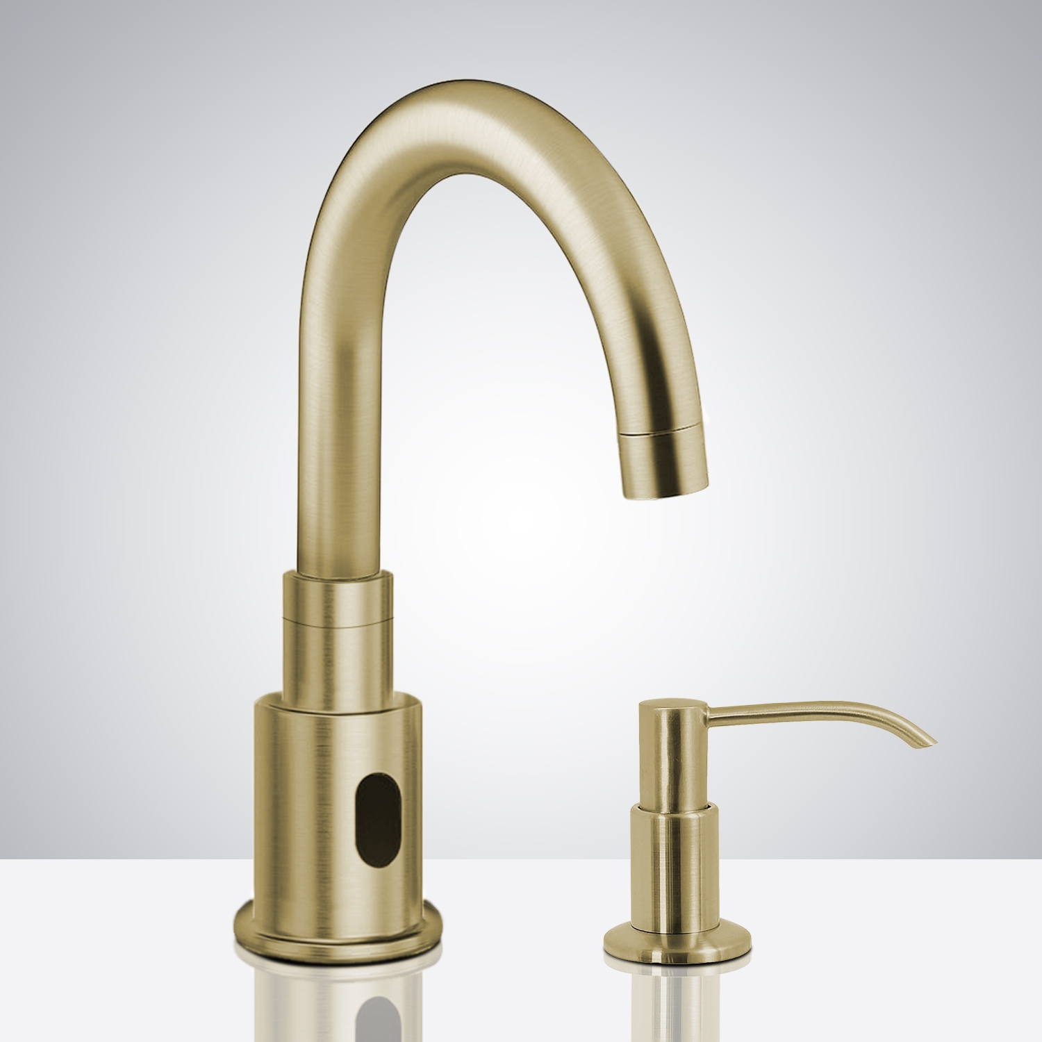 Gold Touchless Automatic Sensor Faucet & Manual Soap Dispenser