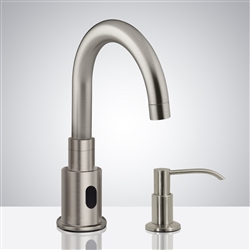 Fontana Commercial Brushed Nickel Touchless Automatic Sensor Faucet & Manual Soap Dispenser