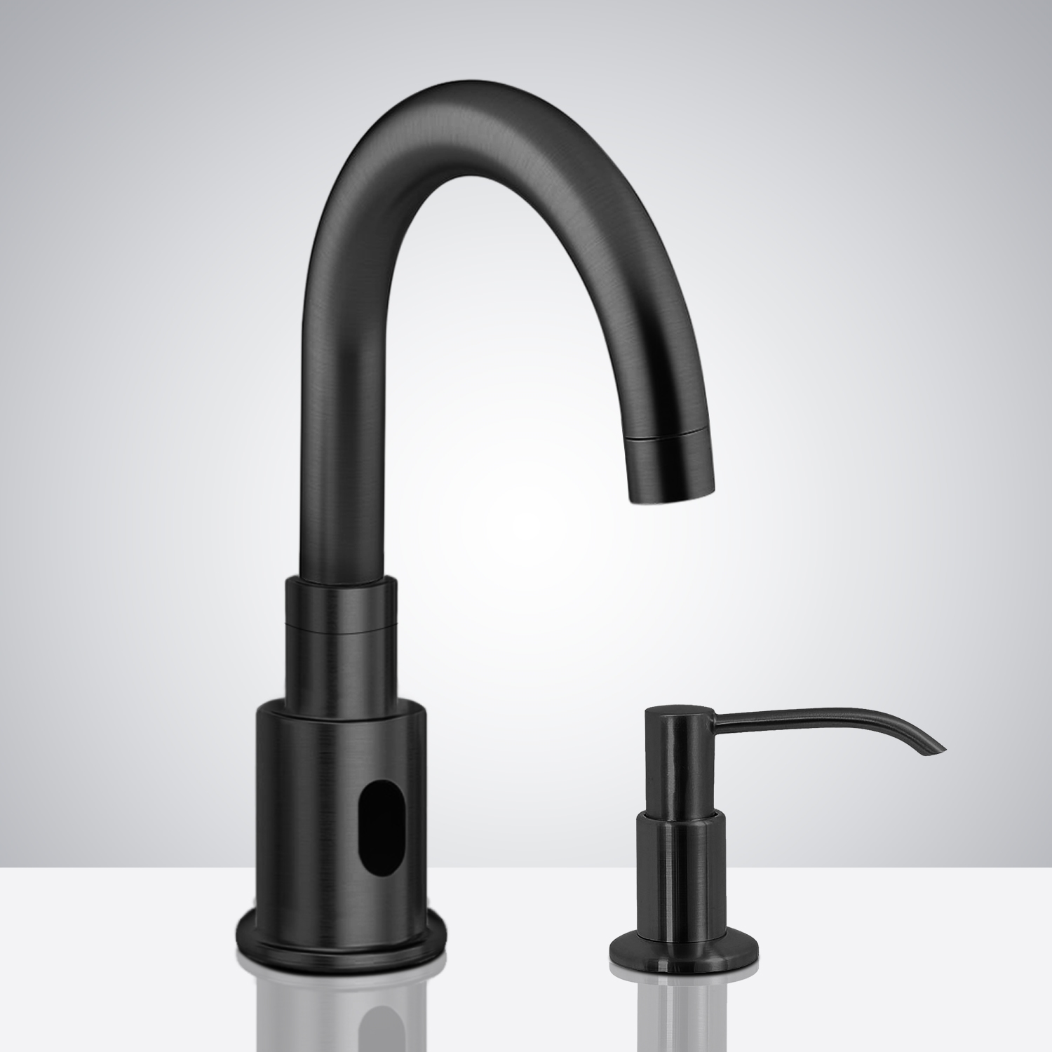 Fontana Commercial Matte Black Touchless Automatic Sensor Faucet & Manual Soap Dispenser