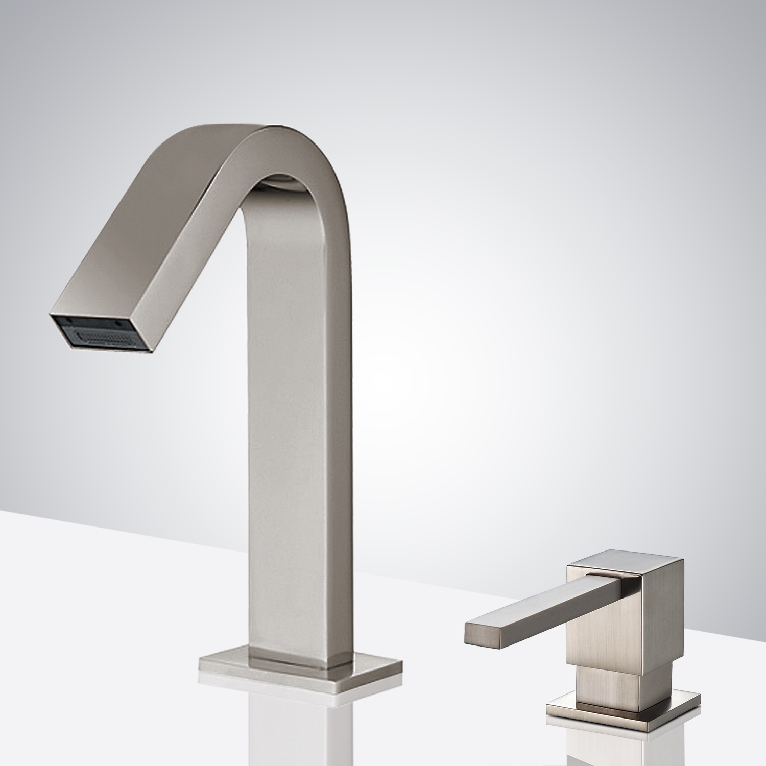 Fontana Commercial Brushed Nickel Touch less Automatic Sensor Faucet & Manual Soap Dispenser