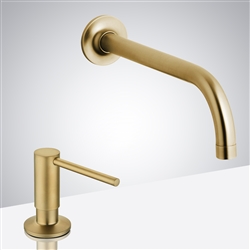 Fontana Commercial Brushed Gold Touch less Automatic Sensor Faucet & Manual Soap Dispenser