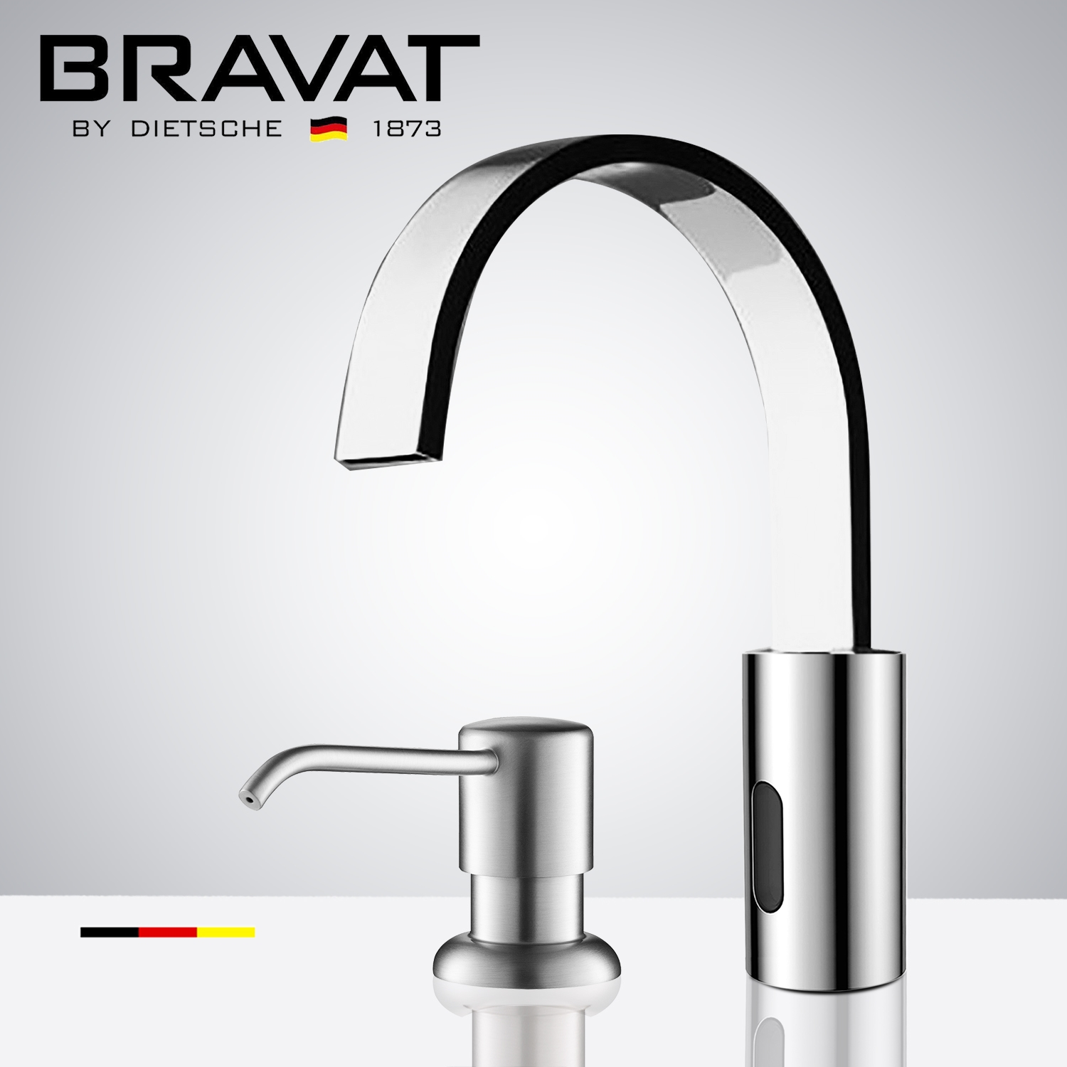 Chrome Automatic Sensor Faucet with Manual Soap Dispenser