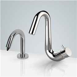 Fontana Chatou Gooseneck Automatic Commercial Sensor Faucet & Automatic Soap Dispenser in Chrome Finish