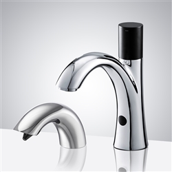 Fontana Creteil Chrome Finish Freestanding Automatic Commercial Sensor Faucet & Automatic Soap Dispenser