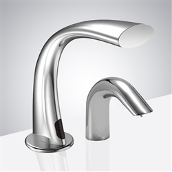 Fontana Marseille Chrome Freestanding Automatic Commercial Sensor Faucet & Automatic Soap Dispenser