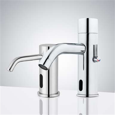 Fontana Chrome Finish Motion Sensor Faucet & Automatic Soap Dispenser for Restrooms