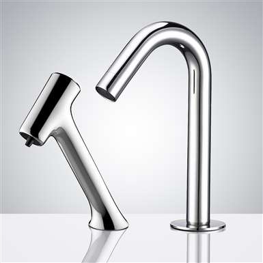 Fontana Deauville Chrome Motion Sensor Faucet & Automatic Soap Dispenser for Restrooms