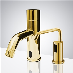 Fontana Lyon Gold Tone Motion Sensor Faucet & Automatic Soap Dispenser for Restrooms