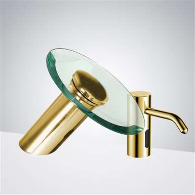 Fontana Gold Waterfall Motion Sensor Faucet & Automatic Soap Dispenser for Restrooms