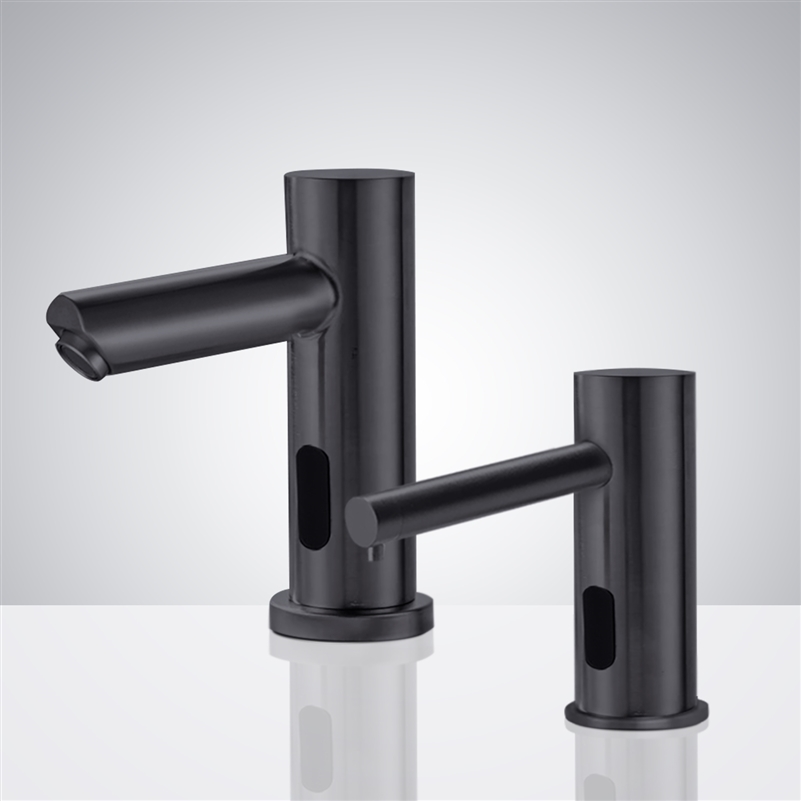 Fontana Matte Black Motion Sensor Faucet & Touch Free Automatic Wall Mount Soap Dispenser for Restrooms