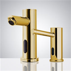 Fontana Gold Motion Sensor Faucet & Touch Free Automatic Wall Mount Soap Dispenser for Restrooms