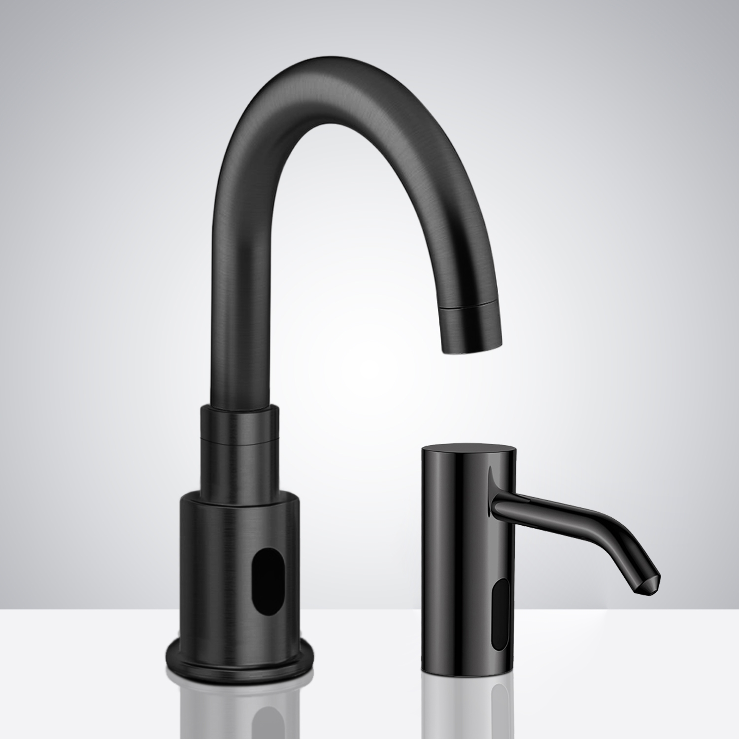 Fontana Verona Black Motion Sensor Faucet, Automatic Liquid Soap Dispenser Set for Restrooms