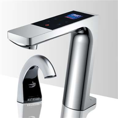 Fontana Dijon Digital Display Touchless Motion Sensor Faucet, Automatic Liquid Soap Dispenser Set for Restrooms