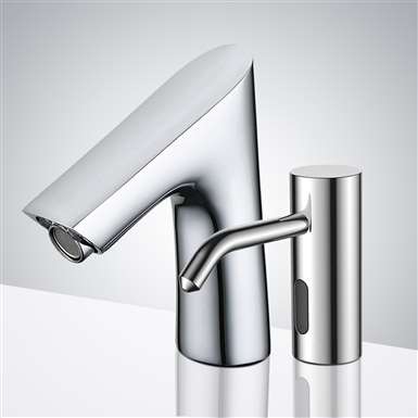 Fontana Creteil Touchless Commercial Motion Sensor Faucet & Automatic Soap Dispenser for Restrooms in Chrome Finish
