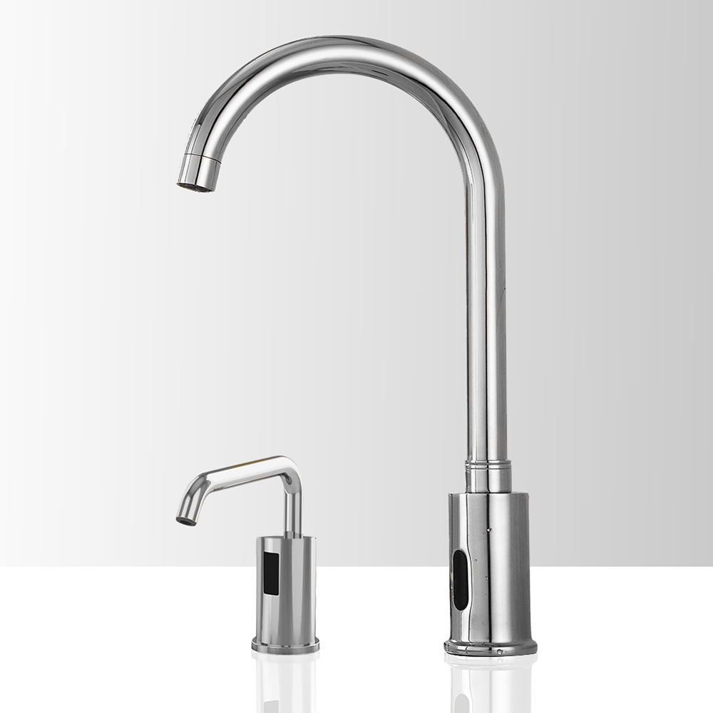 DUPLICATE Fontana St. Gallen Chrome Touchless Commercial Motion Sensor Faucet & Automatic Soap Dispenser for Restrooms