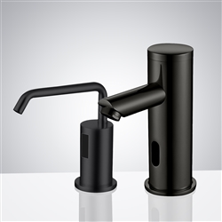 Fontana Sénart Commercial Automatic Motion Sensor Faucet & Automatic Deck Mount Sensor Liquid Soap Dispenser for Restrooms in Black Finish