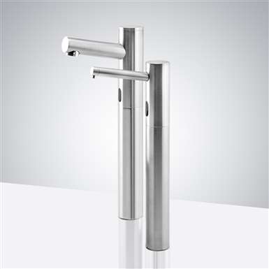 Fontana St. Gallen Tri Pod Chrome Finish Motion Sensor Faucet & Automatic Liquid Soap Dispenser for Restrooms