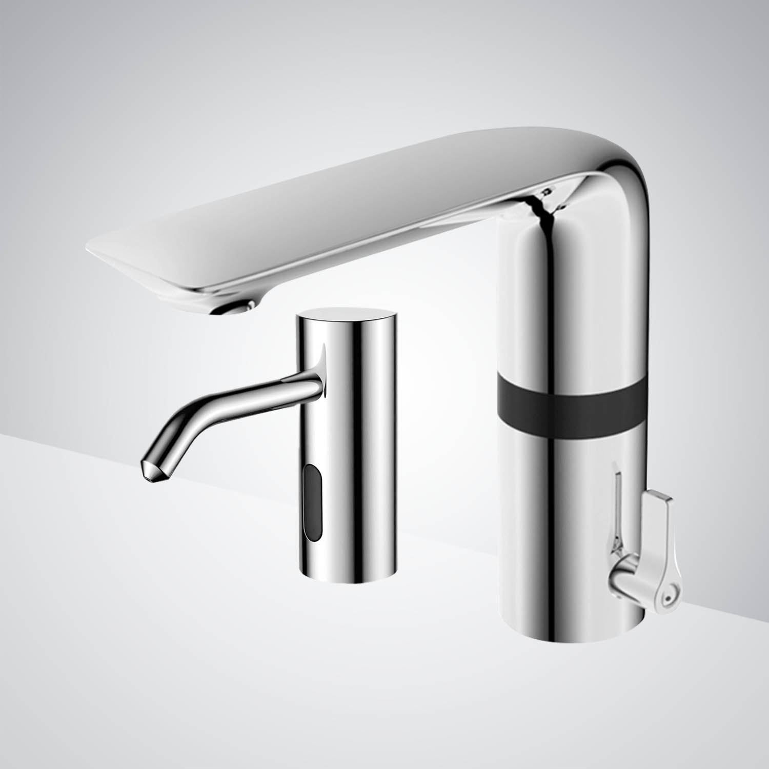 Fontana Deauville Hands-Free Chrome Motion Sensor Faucet & Automatic Liquid Soap Dispenser for Restrooms