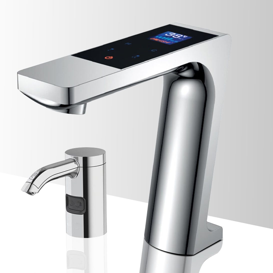 Fontana Lyon Commercial Digital Screen Motion Sensor Faucet & Automatic Liquid Soap Dispenser for Restrooms