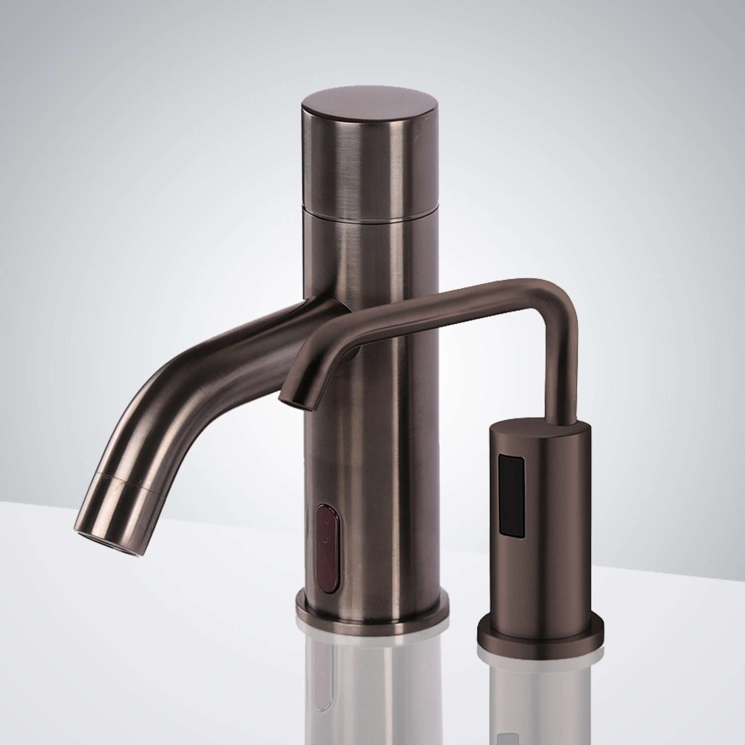 Fontana Dijon in Light Oil Rubbed Bronze Commercial Motion Sensor Faucet & Automatic Liquid Foam Soap Dispenser for Restrooms