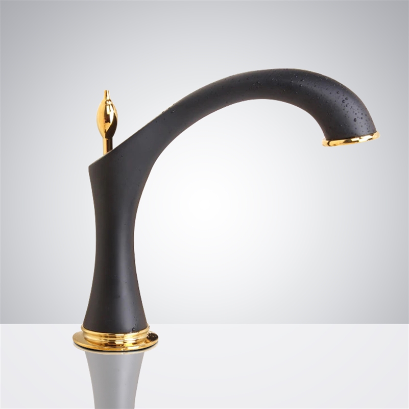 Fontana Commercial Automatic Black and Gold Sensor Faucet