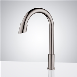 Fontana Rio Commercial Goose Neck Brushed Nickel Touchless Automatic Sensor Faucets Bathroom & Kitchen