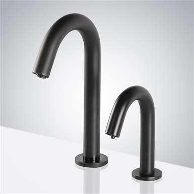 Marsala Touchless  Motion Sensor Faucet and Automatic Deck Mount Soap Dispenser in Matte Black