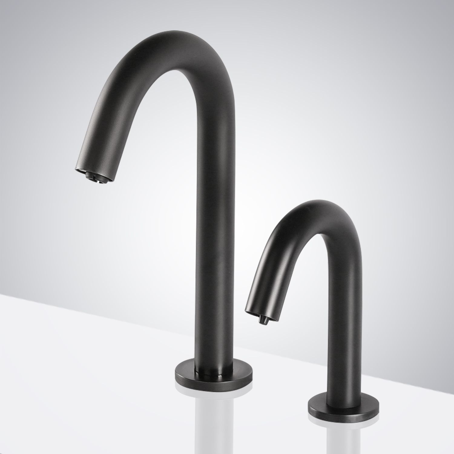 Marsala Touchless Commercial Motion Sensor Faucet and Automatic Deck Mount Soap Dispenser in Matte Black