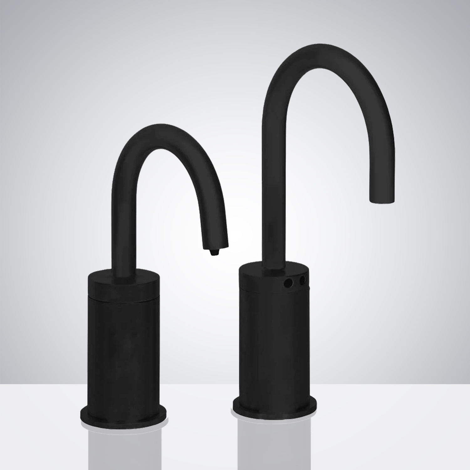 Fontana Atlanta Goose Neck Freestanding Automatic Commercial Sensor Faucet And Soap Dispenser in Matte Black Finish