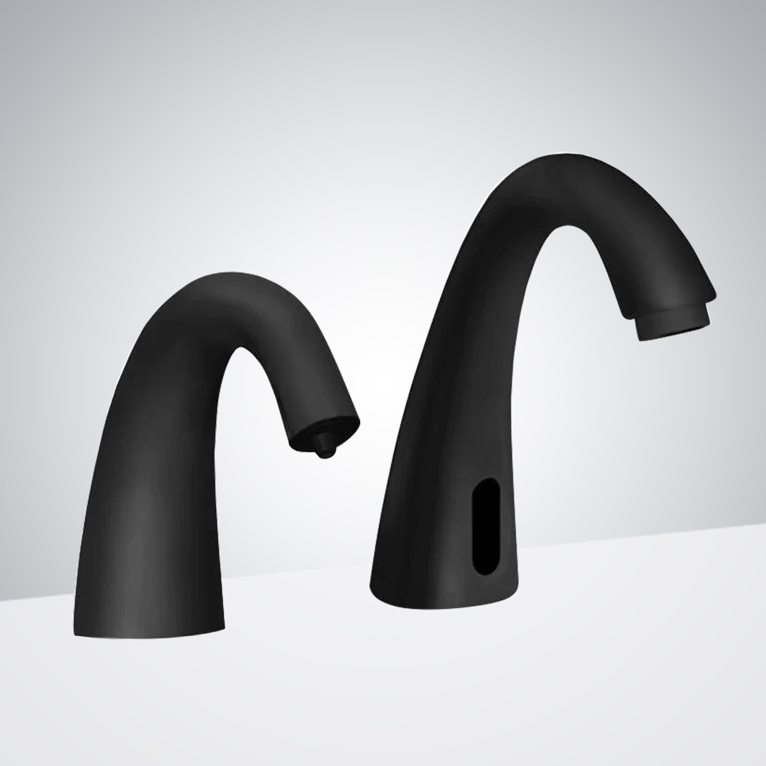 Fontana Automatic Matte Black Commercial Sensor Faucet and Matching Soap Dispenser