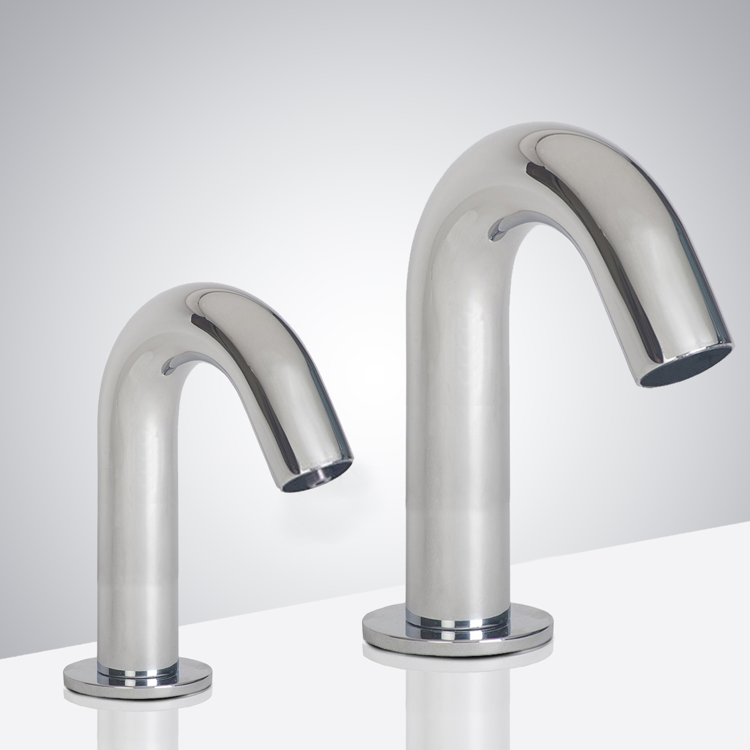 Fontana Reno Goose Neck Chrome Finish Dual Commercial Automatic Sensor Faucet And Soap Dispenser