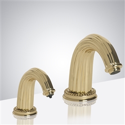 Fontana Napoli Shiny Gold Finish Deck Mount Dual Automatic Commercial Sensor Faucet And Soap Dispenser