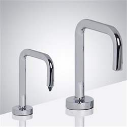 Fontana Reno Inverted U-Shaped Chrome Finish Freestanding Dual Automatic Commercial Sensor Faucet And Soap Dispenser