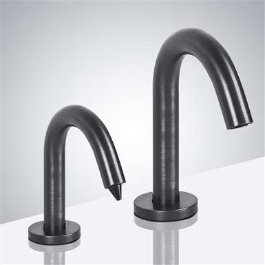 Fontana Rio Goose Neck Black Finish Dual Automatic  Sensor Faucet And Soap Dispenser