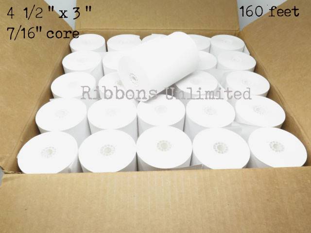 4 1/2 x 3 160 feet 1-Ply Paper Rolls 50 CT