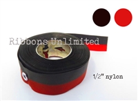 70BKRD 1/2 X13Yds Black/Red Nylon Ribbon W/Eyelets