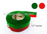 70GRNRED 1/2 X13Yds Green/Red Ribbon With Eyelets